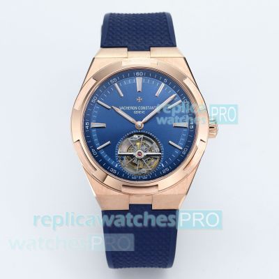 BBS 1:1 Replica Vacheron Constantin Overseas Tourbillon Rose Gold Watch with Rubber Strap